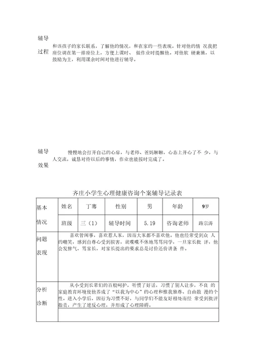 心理健康咨询记录