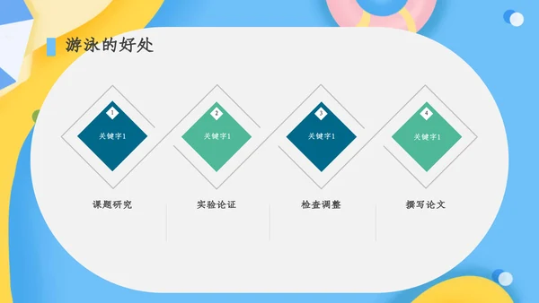 清新卡通游泳暑假班招生通用PPT模板