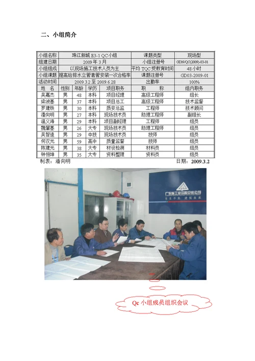 qc提高给排水一次安装合格率