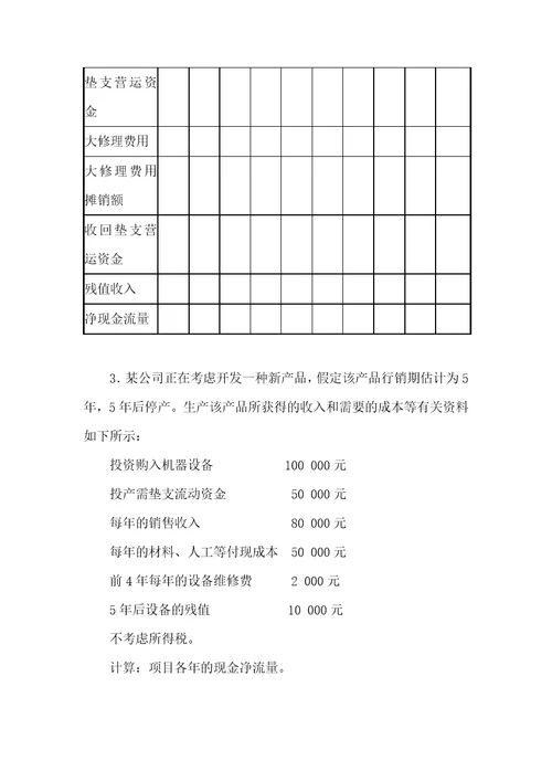 财务管理第6章项目投资练习题及答案