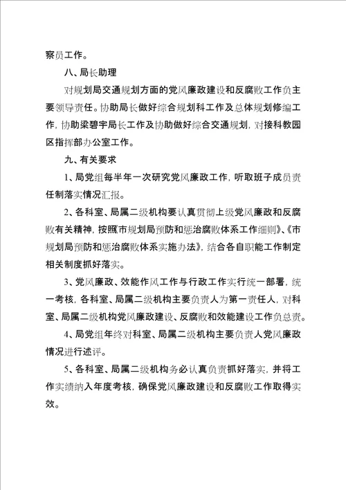 规划局反腐倡廉任务分工意见