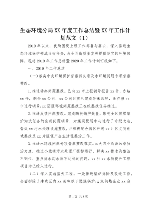 生态环境分局XX年度工作总结暨XX年工作计划范文（1）.docx