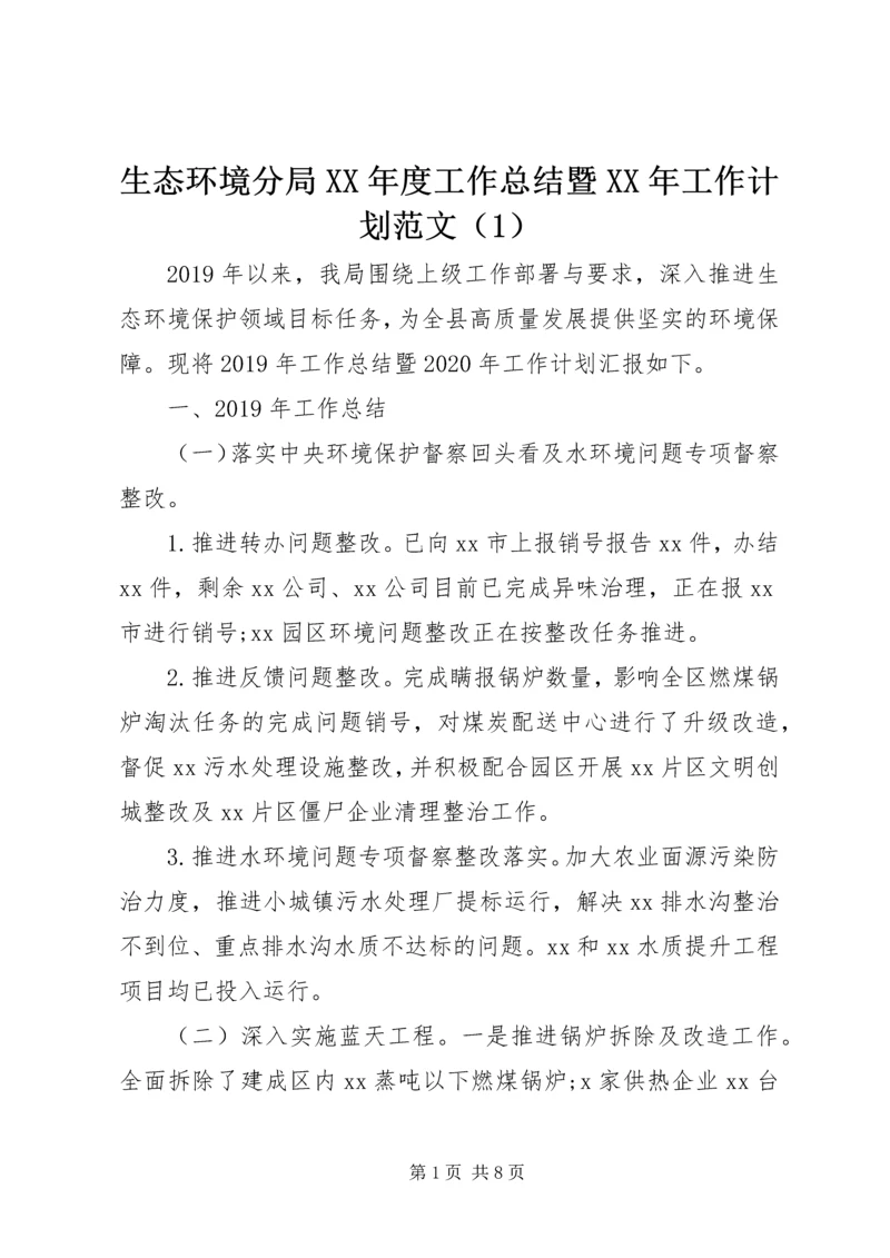 生态环境分局XX年度工作总结暨XX年工作计划范文（1）.docx