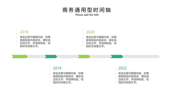 绿色系简约商务时间轴内容集合PPT模板