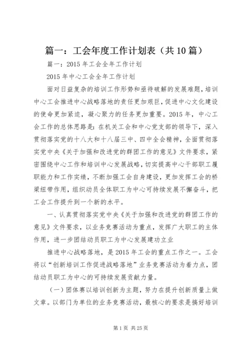 篇一：工会年度工作计划表（共10篇）.docx