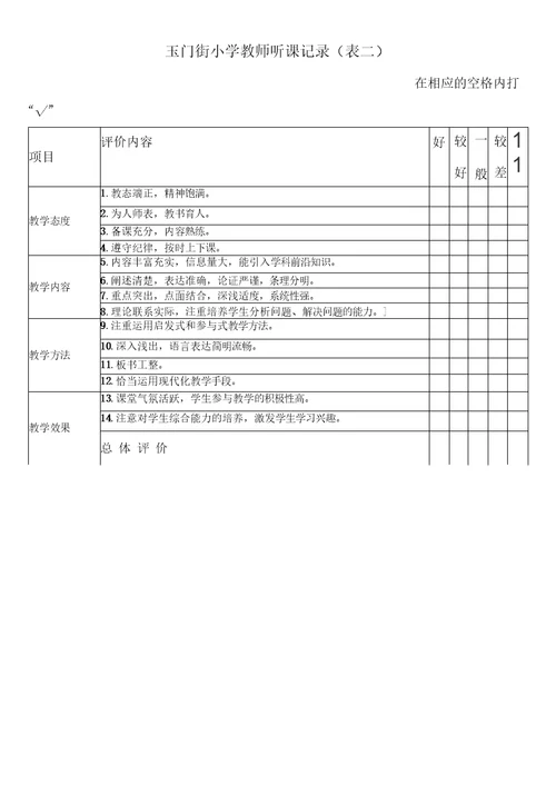 听课记录模板