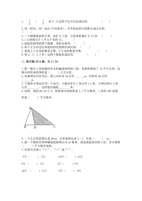小升初六年级期末测试卷含答案（研优卷）.docx