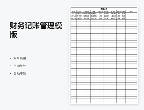 财务记账管理模版