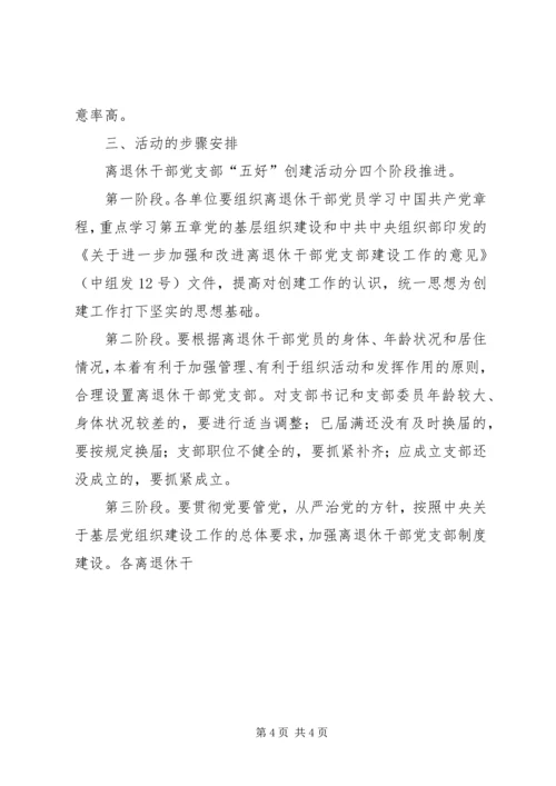 开展五好离退休干部党支部创建活动实施意见 (2).docx