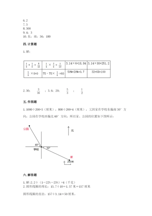 人教版六年级上册数学期末测试卷精品【突破训练】.docx