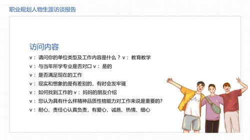大学生职业规划职业规划人物生涯访谈报告参考学习模版PPT