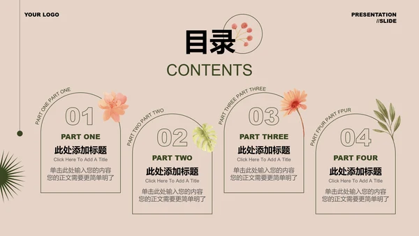 绿色小清新通用总结汇报演示PPT模板