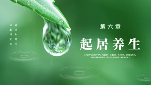 雨水绿色露水背景通用PPT模板
