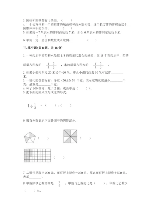 江城哈尼族彝族自治县六年级下册数学期末测试卷完整答案.docx