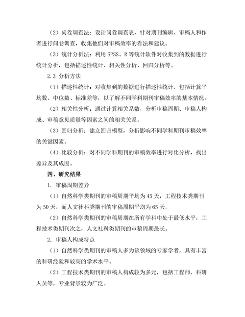 不同学科期刊的审稿效率比较研究