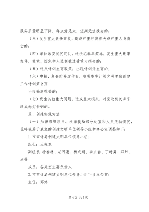 市审计局文明单位创建工作计划 (2).docx