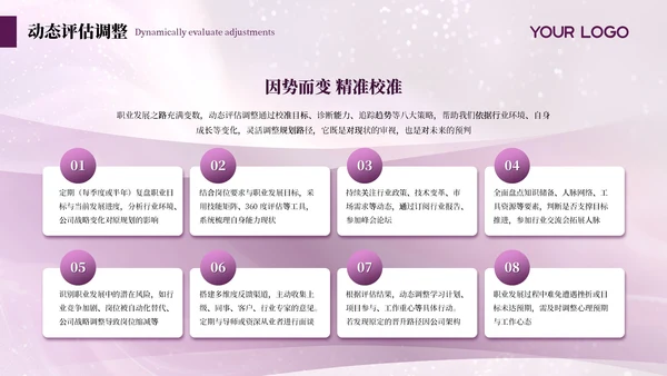 紫色简约商务述职年度季度总结通用PPT模板