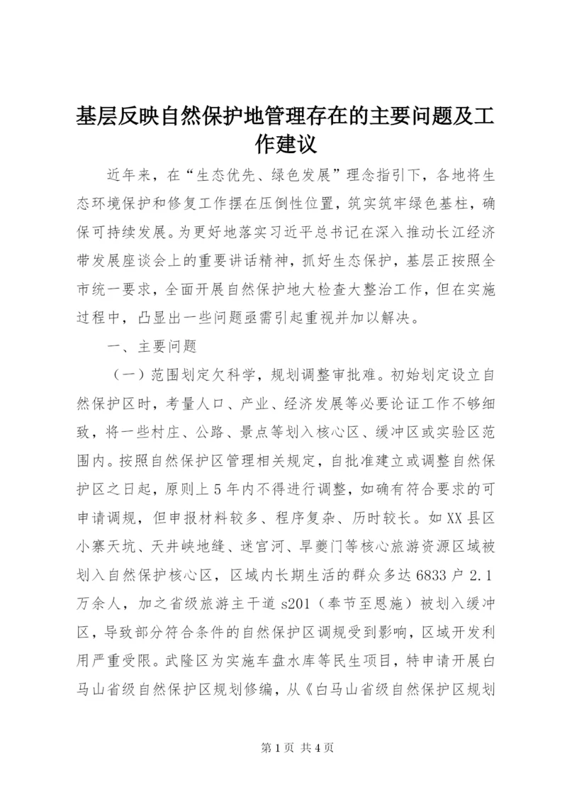 基层反映自然保护地管理存在的主要问题及工作建议 (2).docx