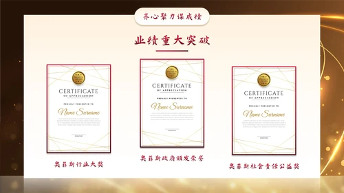 金色奢华金人颁奖典礼年终总结PPT模板