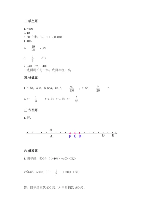 冀教版小学六年级下册数学期末综合素养测试卷及答案【易错题】.docx