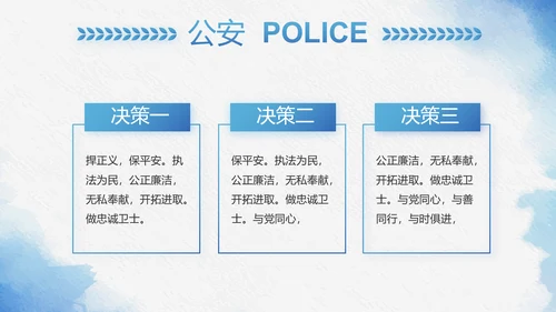 蓝色莫兰迪风格警察民警个人总结动态PPT模板