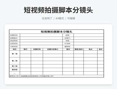 短视频拍摄脚本分镜头