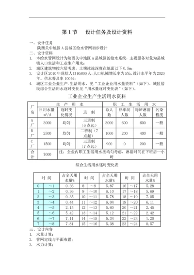 城镇给水管网课程设计说明书.docx