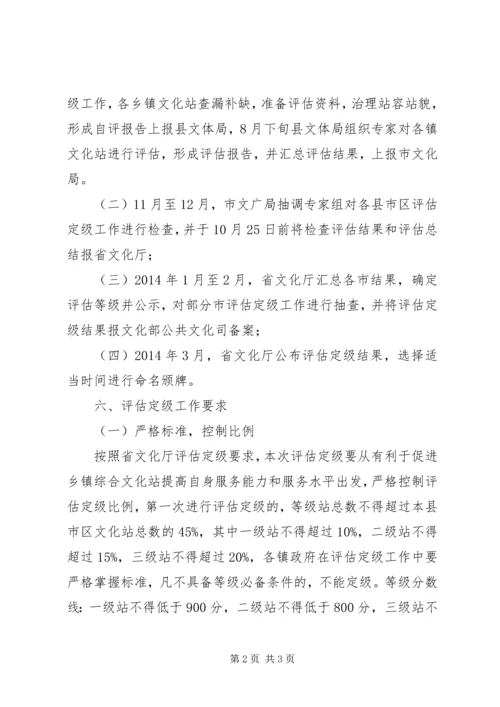 乡镇综合文化站评估定级安排意见.docx