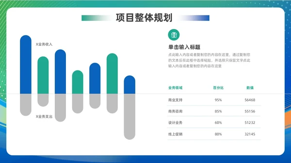 蓝色绿色渐变风项目启动仪式启动会ppt模板