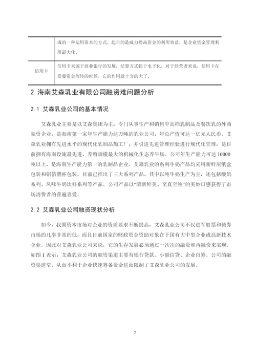 李雪梅_201613260422_我国小微企业融资问题研究—以海南艾森乳业有限公司为例.docx