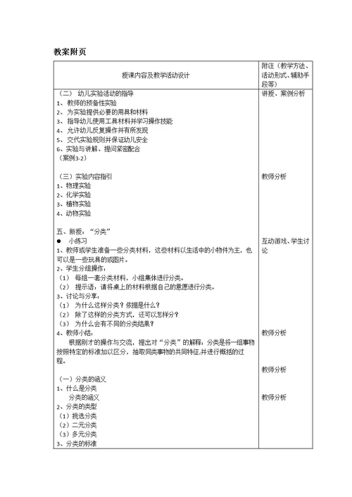 幼儿科学教育与活动指导全套教案