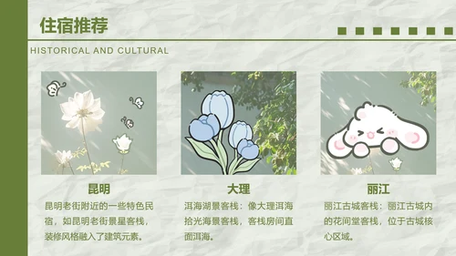 眠眠兔绿色卡通风云南旅游攻略