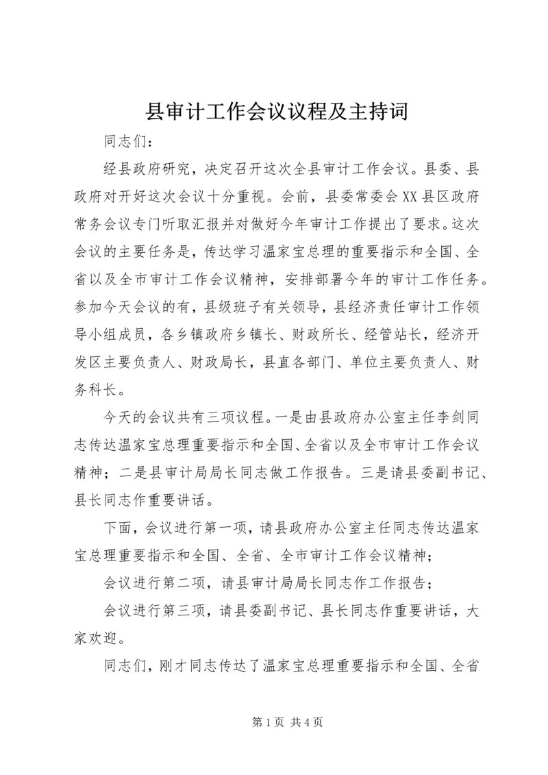 县审计工作会议议程及主持词 (2).docx