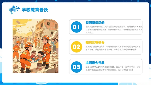 蓝色卡通风防灾减灾意识安全知识PPT模板