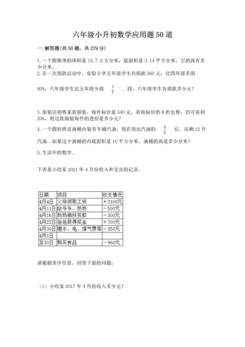 六年级小升初数学应用题50道附参考答案【能力提升】.docx