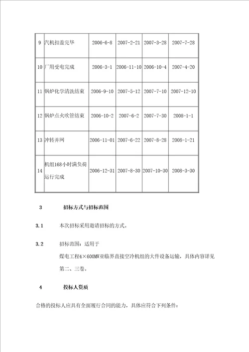 大部件运输招标文件