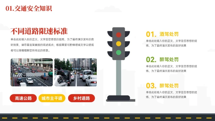 简约风交通安全知识宣传ppt模板