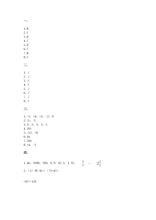 小升初数学考前检测试题及参考答案（培优）.docx