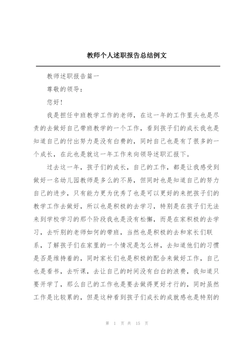 教师个人述职报告总结例文.docx