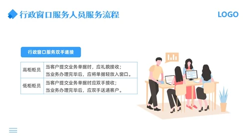 蓝色简约行政窗口服务礼仪PPT模板宣传PPT动态PPT窗口服务礼仪培训