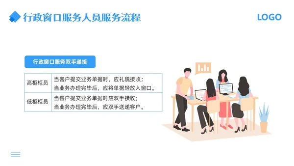 蓝色简约行政窗口服务礼仪PPT模板宣传PPT动态PPT窗口服务礼仪培训