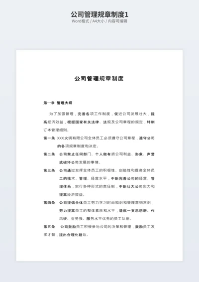 公司管理规章制度1