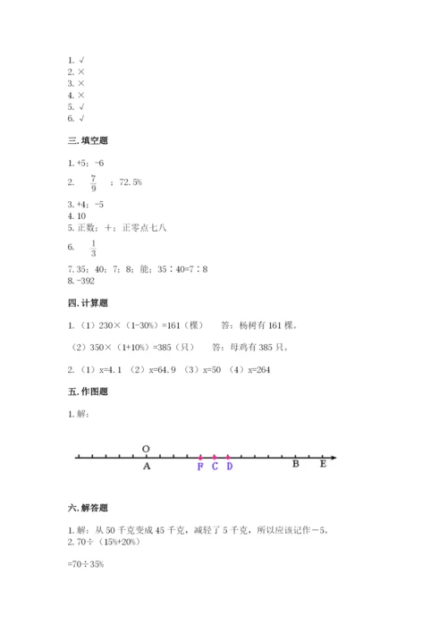 金湖县六年级下册数学期末测试卷（达标题）.docx