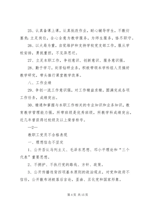 新时期优秀党员标准和不合格党员具体表现[范文大全] (4).docx