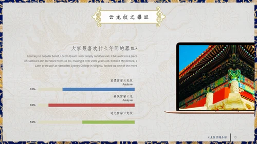 中纹之美四合如意云龙纹通用PPT模板