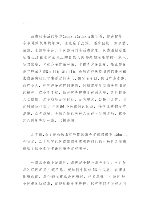 民族团结一家亲作文600字(精选4篇).docx