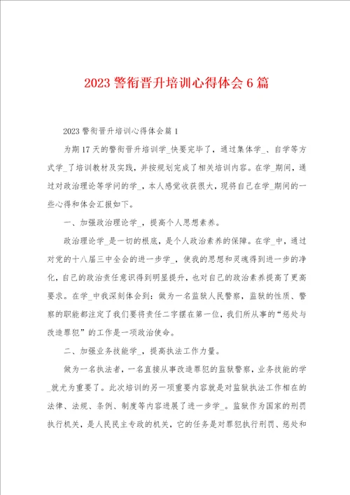 2023年警衔晋升培训心得体会6篇