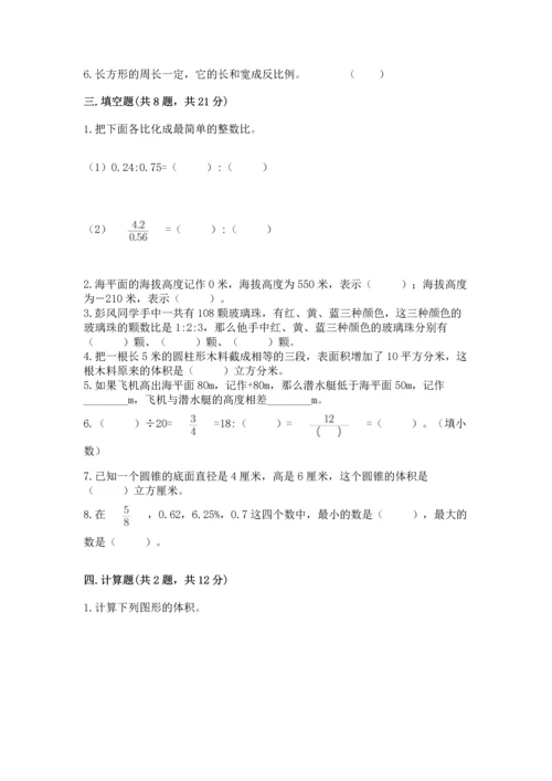 人教版六年级下册数学期末测试卷及完整答案（精品）.docx