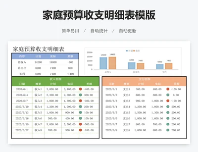 家庭预算收支明细表模版