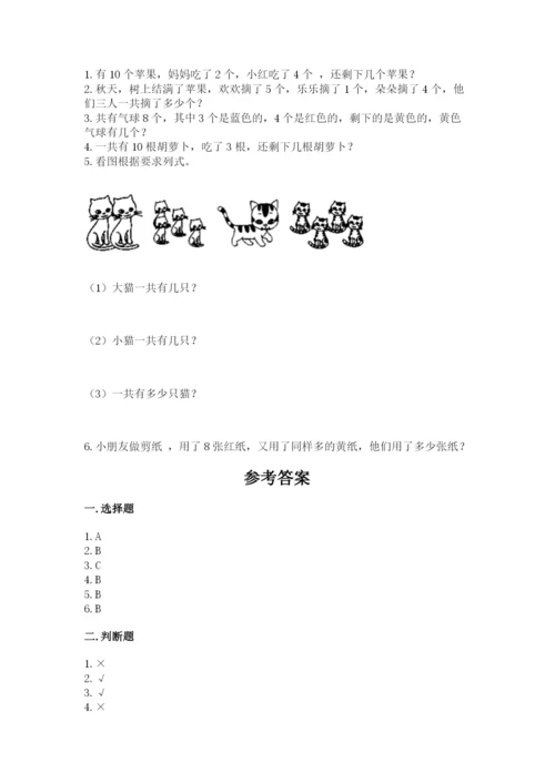 小学一年级上册数学期末测试卷（考试直接用）word版.docx